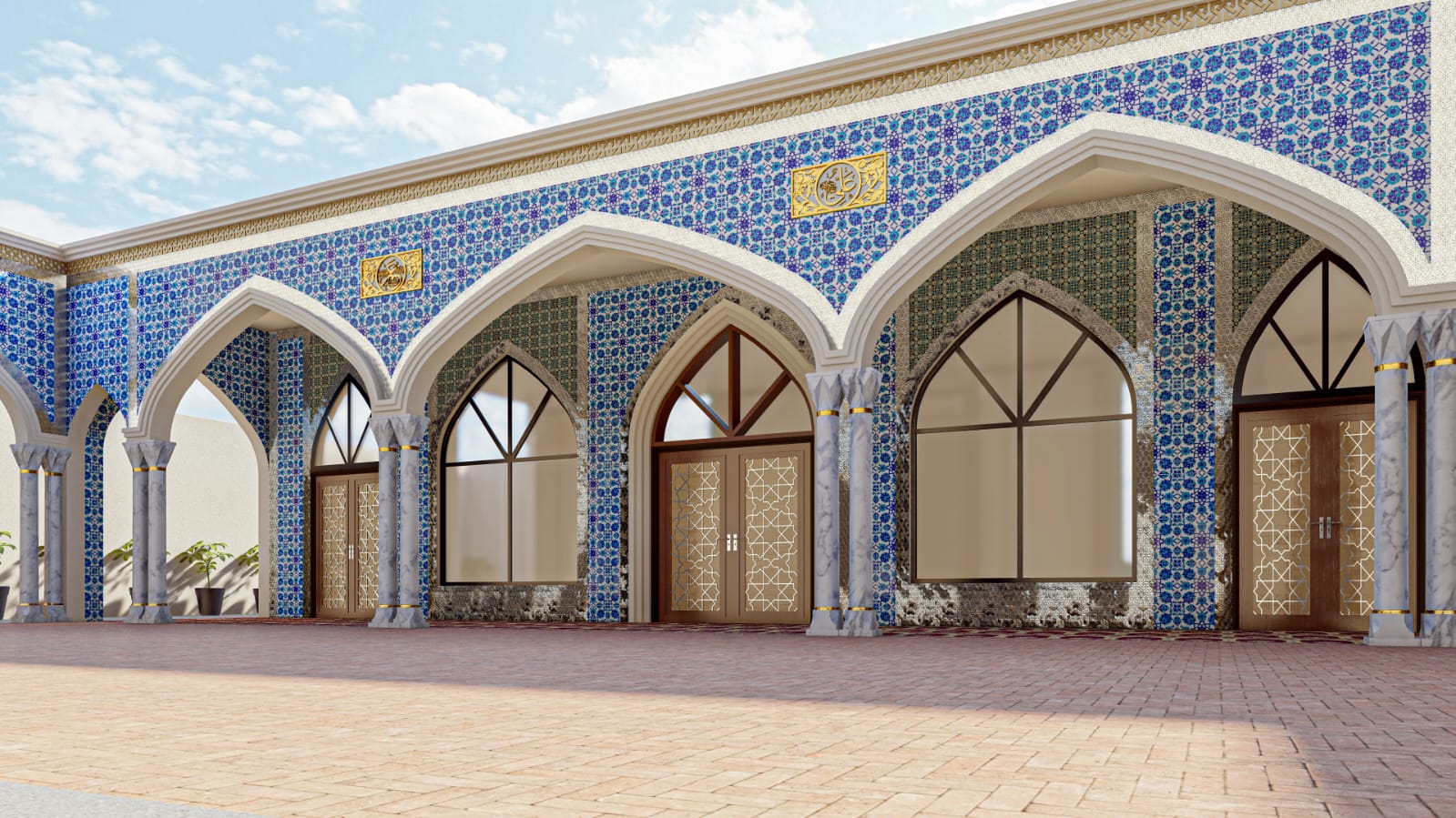 Courtyard Arcade — Prayer Hall Entry