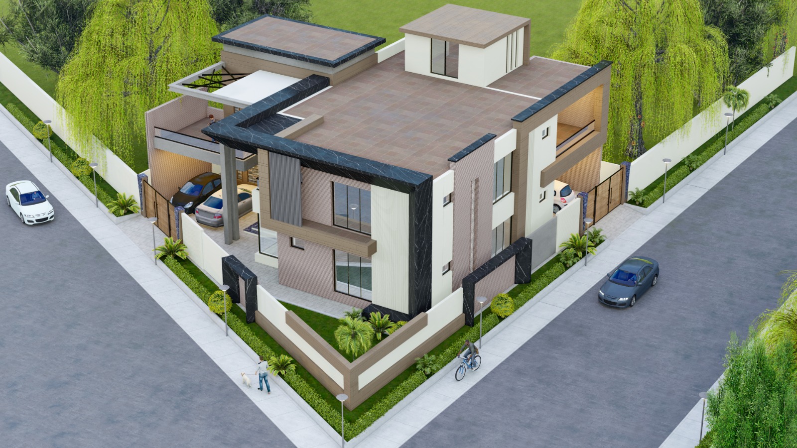 Modern Corner House — Aerial