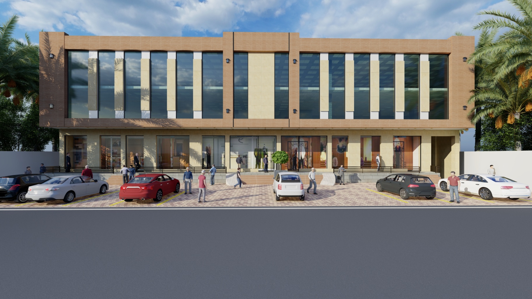 Stone & Glass Retail Block — Front