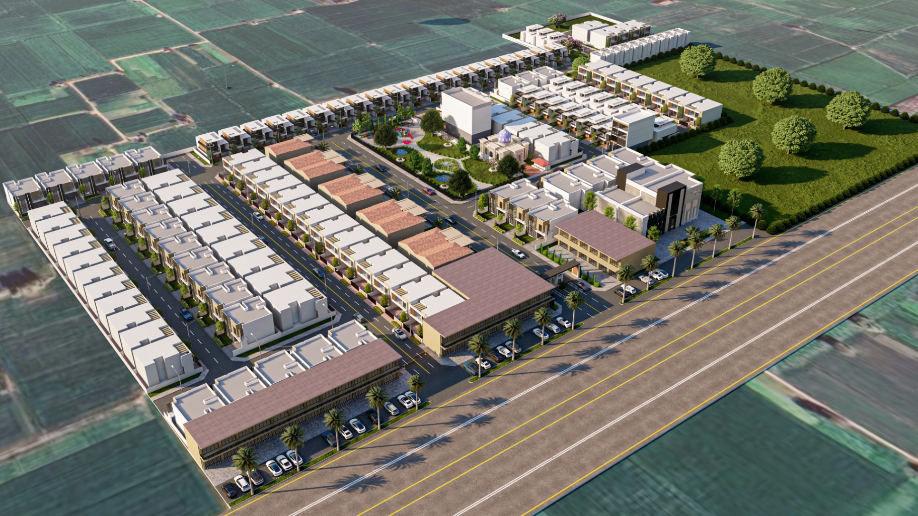 3D Aerial View — Side