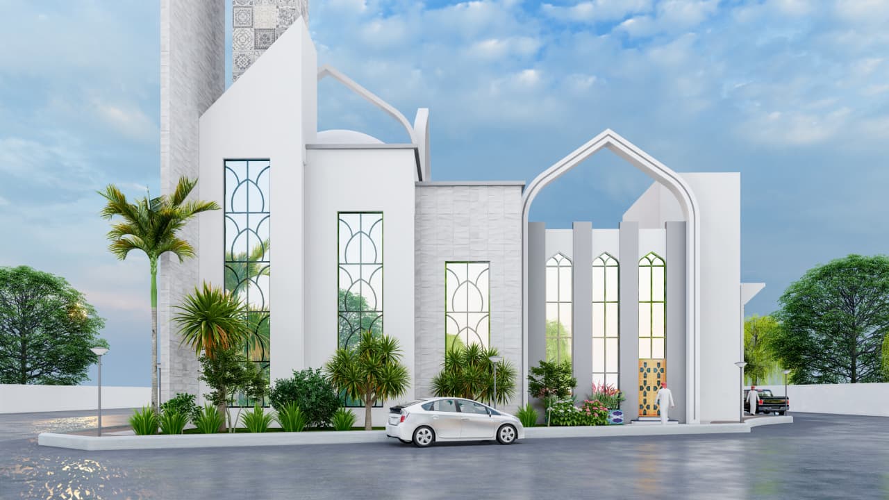 Contemporary Mosque — Entry Side