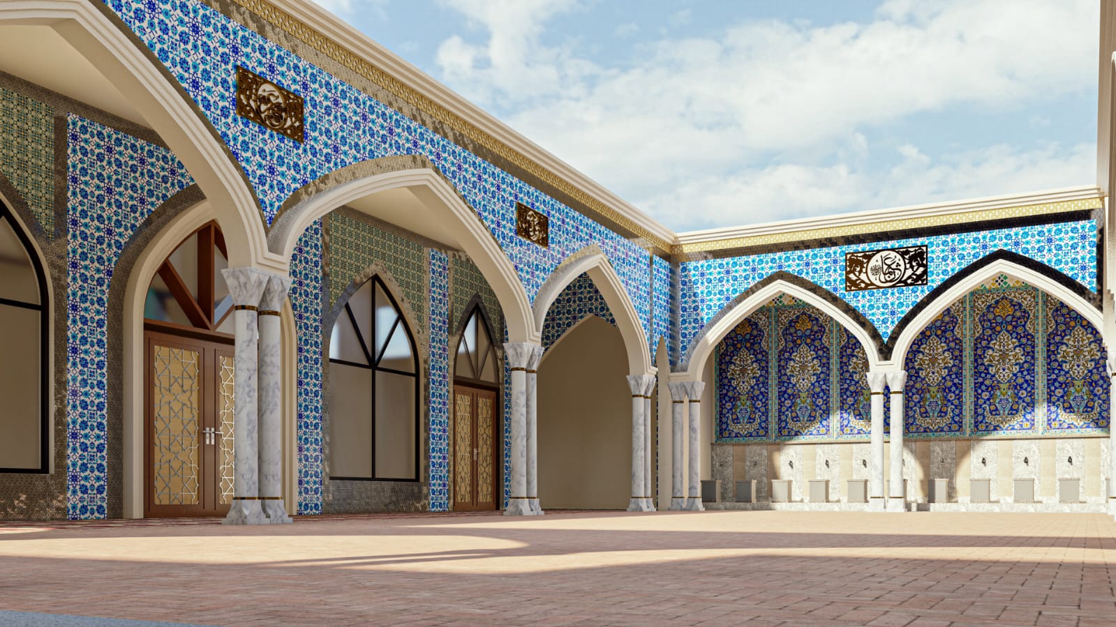 Corner Iwan — Blue Tile Composition