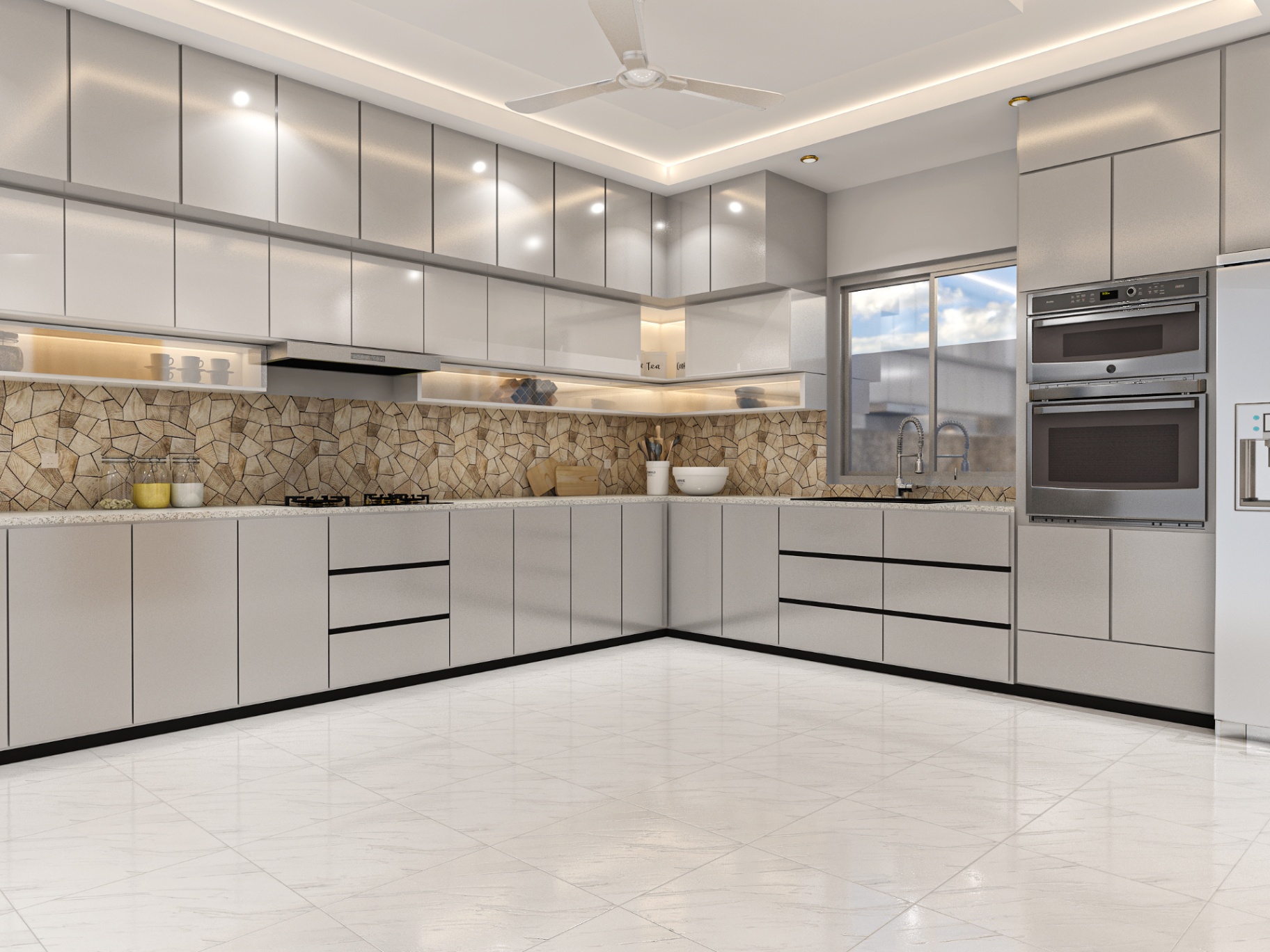 Wide-Angle Kitchen — L-Shape