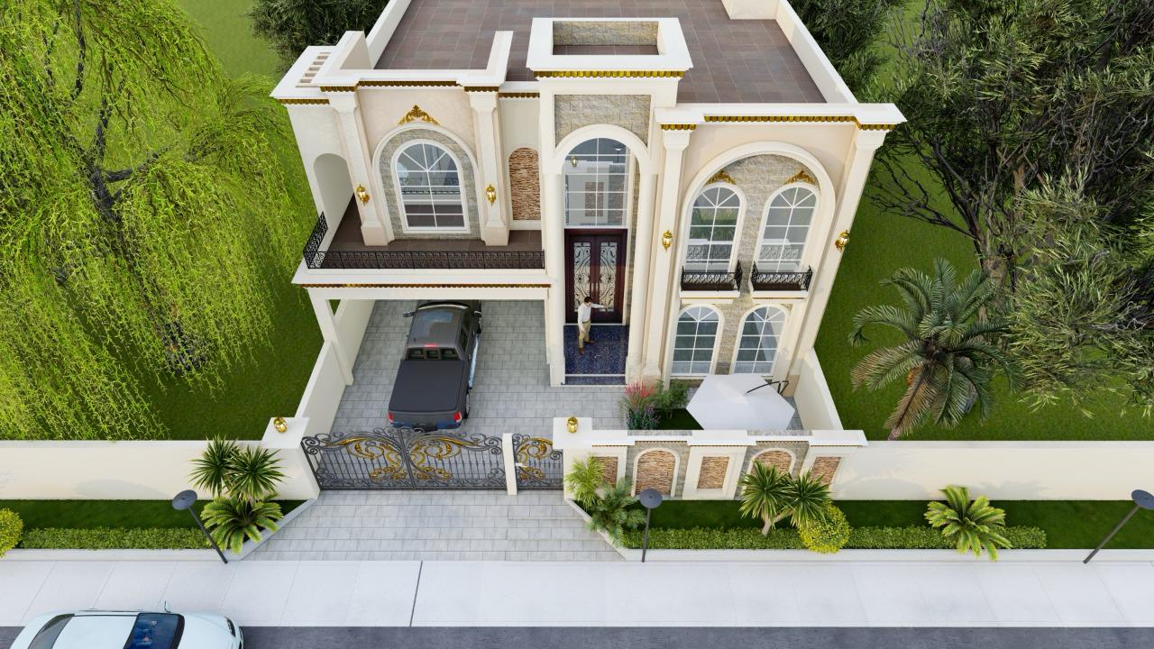 Neo-Classical Villa — Aerial Front